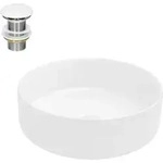 LuxeBath Waschbecken Aufsatzwaschbecken Rund, &Oslash; 35,5x12 cm, Wei&szlig;, aus Keramik,