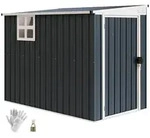 Outsunny Metall Ger&auml;tehaus 2,7m2 128x231x181cm Ger&auml;teschuppen mit Pultdach - Grau