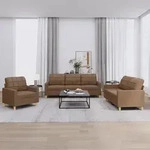 vidaXL 3-tlg. Sofagarnitur mit Kissen Braun Stoff - Braun