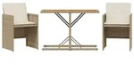 vidaXL 3-tlg. Bistro-Set mit Kissen Beige Poly Rattan - Beige