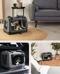 lionto Hundetransportbox faltbar, stabile Stoffbox mit Mesh-Eins&auml;tzen, ideal f&uuml;r