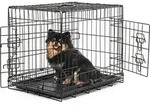 lionto Transportk&auml;fig f&uuml;r Tiere, faltbarer Metallk&auml;fig mit Trennwand,