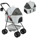 PawHut Hundewagen 3 in 1 Hundebuggy Faltbar Hundebox, klappbar Transporttasche -