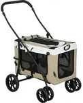 PawHut 2 in 1 Hundewagen Hundebuggy klappbar f&uuml;r Hunde & Katzen bis 10 kg -...