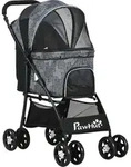 PawHut Hundewagen, faltbarer Hundetrolley, Hundebuggy mit Kissen, Katzenwagen