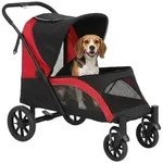 PawHut Hundewagen Klappbar f&uuml;r Mittelgro&szlig;e Hunde & Katzen 25 kg Schwarz - Schwarz