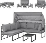 SVITA MAUI Gartenm&ouml;bel-Lounge-Set mit Dach Outdoor-Sofa Strandkorb-Sonneninsel Stahl