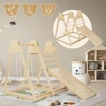 Joyz 3in1 Kletterger&uuml;st Set Indoor mit 2 Kletterleitern, Kletterbrett/Rutschbrett