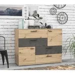 Kommode Sideboard SKIVE Optik: Artisan Eiche / Betonoptik dunkelgrau - Braun