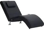 vidaXL Massage-Chaiselongue mit Kissen Schwarz Kunstleder - Schwarz