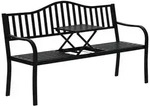 Outsunny Gartenbank mit ausziehbarem Tisch f&uuml;r 2 Personen Parkbank aus Metall -