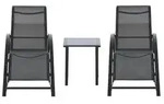Outsunny Sonnenliege mit Tisch, 3er-Set Gartenliegen, f&uuml;r Balkon, Schwarz -...
