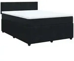 vidaXL Boxspringbett mit Matratze Schwarz 160x200 cm Samt - Schwarz