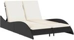 Sonnenliege mit Auflagen Schwarz 114x205x73 cm Poly Rattan
