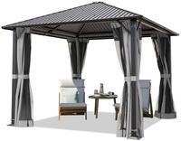 TOOLPORT Gartenpavillon 3x3 m Stahl-Dach mit Moskitonetzen und Seitenteilen in grau