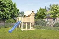 Spielturm Spielhaus Karibu Frieda 107 x 107 cm Holz bestehend aus Rutsche, Anbau,