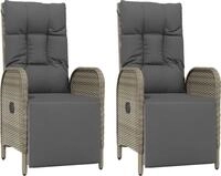 vidaXL Garten-Relaxsessel mit Kissen 2 Stk. Poly Rattan Grau