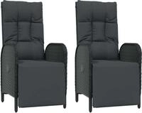 vidaXL Garten-Relaxsessel mit Kissen 2 Stk. Poly Rattan Schwarz