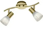 LED-Strahler - Wei&szlig; - Glas - Messing - 2-flammig - B 33 cm - Gold/Wei&szlig;
