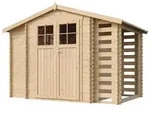 Holzhaus Gartenhaus+Brennholzschuppen+Boden Impr&auml;gnierte TIMBELA M389F+M389G 3,53 +