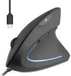 Perixx PERIMICE-513 C Vertikale Ergonomie-Maus, USB-C, schwarz, Rechtsh&auml;nder -