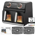 tectake&reg; Hei&szlig;luftfritteuse Samurai 2 Garr&auml;ume, je 4 l, 2400 W - Schwarz