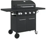 vidaXL Gasgrill mit 5 Flammen Schwarz Pulverbeschichteter Stahl - Schwarz