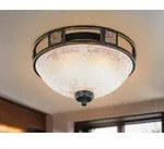 Rustikale runde Deckenlampe mit Glas &Oslash; 33cm - Kolonialstil f&uuml;rs WohnzimmerLampen -