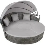 tectake&reg; Rattan Sonneninsel Santorin widerstandsf&auml;hig UV-best&auml;ndig - Grau