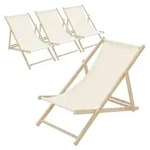 ECD Germany 4x Liegestuhl klappbar aus Holz, Beige, bis 120kg, 3...