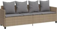vidaXL Sonnenliege mit Kissen Beige Poly Rattan