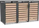 Westmann Metall M&uuml;lltonnenbox Lacina 3x240 L Anthrazit/Holzoptik 80x200x116 cm -