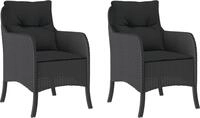 vidaXL Gartenst&uuml;hle mit Kissen 2 Stk. Schwarz Poly Rattan