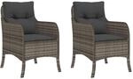vidaXL Gartenst&uuml;hle mit Kissen 2 Stk. Grau Poly Rattan