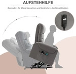 HOMCOM Fernsehsessel Sessel mit Aufstehhilfe Massagefunktion Heizung Dunkelgrau
