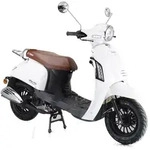 Motorroller Massimo 50ccm 45 km/h Euro 5, perlenwei&szlig; matt mit brauner Sitzbank GT