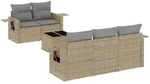 vidaXL 6-tlg. Garten-Sofagarnitur mit Kissen Beige Poly Rattan - Beige
