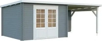 Gartenhaus Palmako Ella 8,7+8,2 m&sup2; 614 x 340 cm hellgrau-wei&szlig;