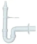 PP-Waschmaschinen-Siphon DN 50, weiss mit einem Kombi-Ger&auml;teanschluss 1" und 3/4"