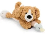 Nici Kuscheltier Hund mit Ente liegend 30 cm Pl&uuml;schhund - Braun