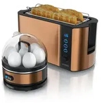 Arendo - SET Toaster FRUKOST mit Eierkocher SEVENCOOK Edelstahl Kupfer, Toaster...