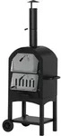 Outsunny Pizzaofen Outdoor Grillofen mit Schornstein Zubeh&ouml;r 3-Tier f&uuml;r BBQ -