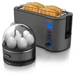 Arendo - SET Toaster MANHA mit Eierkocher SEVENCOOK Edelstahl Grau, Toaster 4