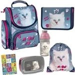 Goldkids Schulranzen Katze Cat Motiv ergonomischer Ranzen Federmappe Turnbeutel