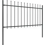vidaXL Gartenzaun mit Speerspitze Stahl 504 x 100 cm Schwarz - Schwarz