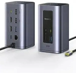 Baseus Docking Station USB-C, Nomos Air 12 in 1, 2 Monitore, 10Gbps USB-C/A, 100W PD,
