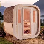 FinnTherm Fasssauna ScandiCube Mini XS 210x166cm Natur mit 2 Fenster -...