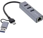 InLine 33380S, USB 3.2 Gen 1 (3.1 Gen 1) Type-A + Type-C, RJ-45, USB 3.2 Gen 1 (3.1