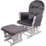 Relaxsessel HWC-C76, Schaukelstuhl Sessel Schwingstuhl mit Hocker Samt, grau,