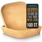 Arendo Backpapier f&uuml;r Hei&szlig;luftfritteuse, quadratisch, 4,7 - 7,5 L, 20 x 20 x...